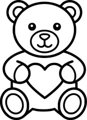 Obraz premium Teddy Bear Holding Heart Outline Vector