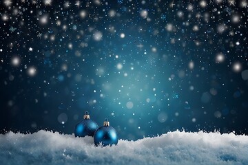 Fototapeta premium Christmas night scene with snowy pine trees in a cold winter landscape illustration with falling snowflakes for a holiday card