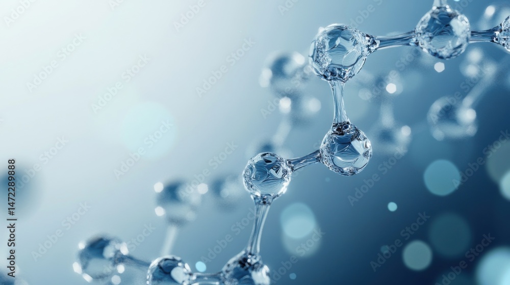 Poster detailed microscopic view of a complex molecule structure, showcasing interconnected nodes and bonds