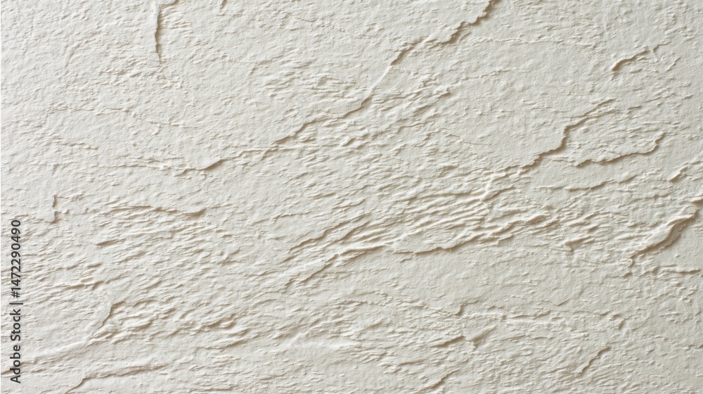 Poster textured off-white wall surface, showing a rough, uneven plaster or stucco finish with subtle light 