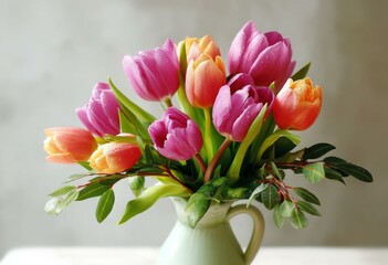 Colorful Tulip Bouquet in Vase