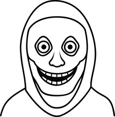 Sinister Halloween Mask Line Art Spooky Eerie Face Mask Design