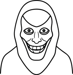 Sinister Halloween Mask Line Art Spooky Eerie Face Mask Design