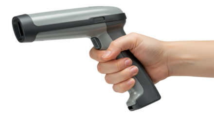 Isolated Hand Holding Barcode Scanner