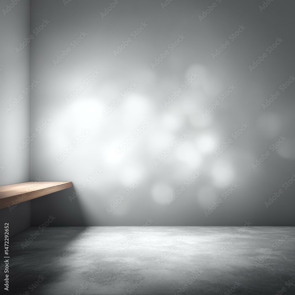 Poster empty modern corner shelf display mockup