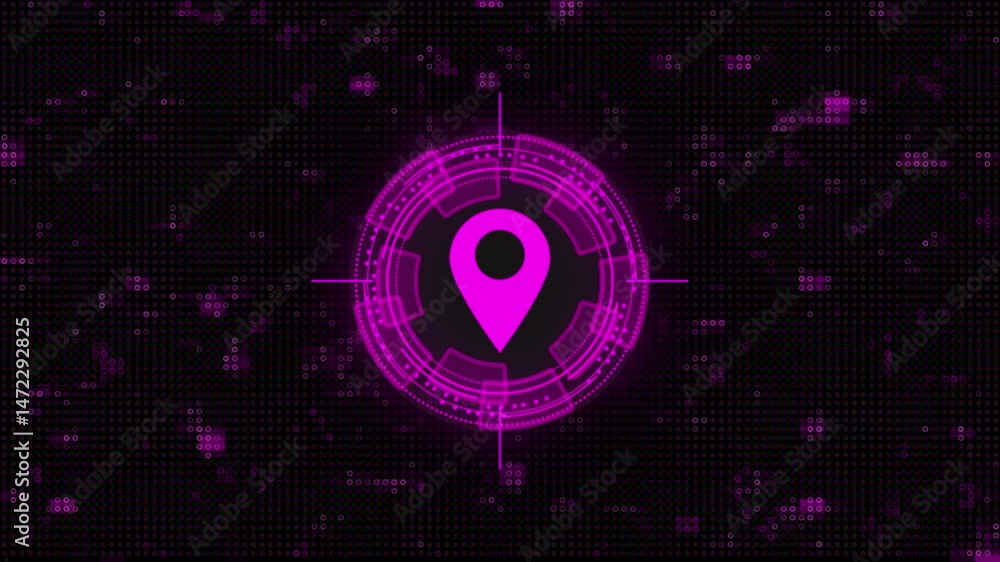 Poster gps location tracker animated, location tracking animation 4k user interface, location radar, securi
