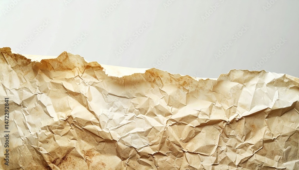 Poster crumpled paper texture close-up studio setting photography minimalist design top view visual art con