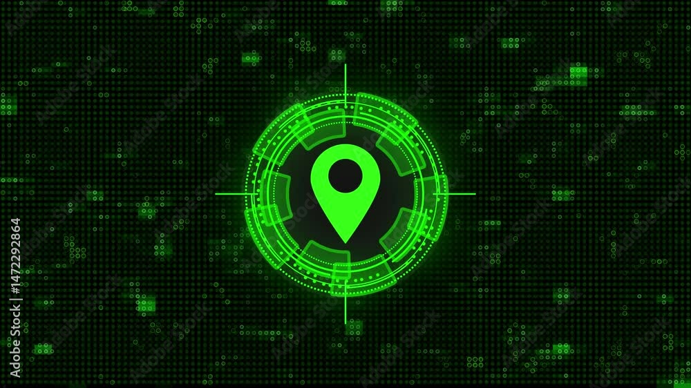 Poster gps location tracker animated, location tracking animation 4k user interface, location radar, securi