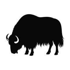 Musk Ox Grazing Vector Silhouette