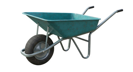 Isolated Green Wheelbarrow