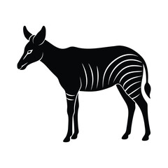 Okapi Grazing Neck Vector Silhouette