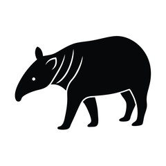 Tapir Grazing Snout Vector Silhouette