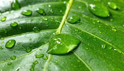 Raindrops on lush green leaves nature photography close-up outdoor setting freshness concept