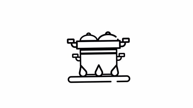 Steamed bun line icon for traditional food and dim sum animation