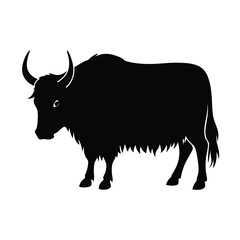 Yak Grazing Vector Silhouette