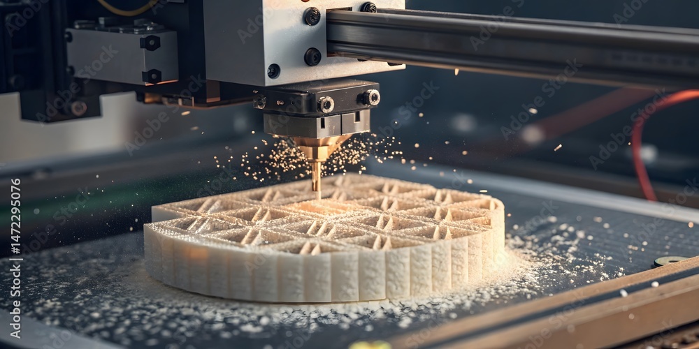 Poster precision3dprinting witnessing intricate layer-by-layer creation of a stunning lattice design. a mes