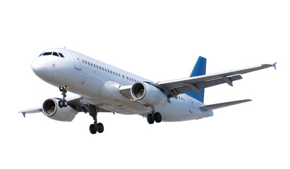 Obraz premium [Transparent Background PNG]White Airplane in Flight Against a White Background