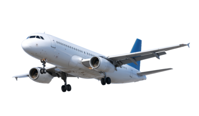 [Transparent Background PNG]White Airplane in Flight Against a White Background