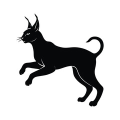Caracal Leaping Ears Vector Silhouette
