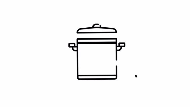 Tall stockpot line icon for soup and broth cooking animation