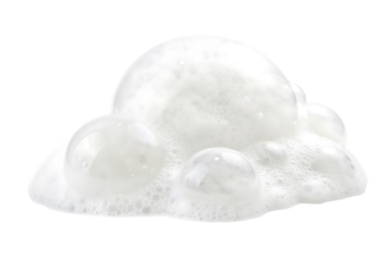 Close up of White Soap Suds Bubbles Foam Texture Isolated on Black Background