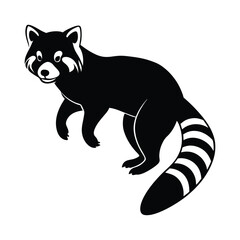 Fototapeta premium Red Panda Leaping Tail Vector Silhouette