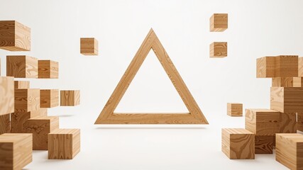 Geometric Wooden Puzzle Triangle Illusion
