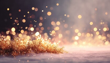 Naklejka premium Golden Festive Background with Bokeh Lights