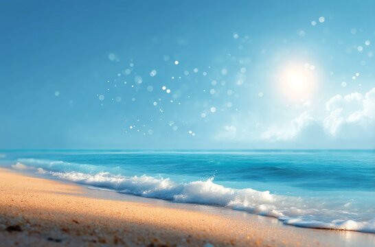 Fototapeta Beautiful Sunrise Beach Scene Illustration
