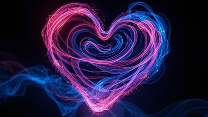 Glowing Abstract Heart on Dark Background