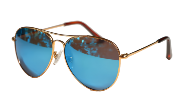 [Transparent Background PNG]Stylish Aviator Sunglasses with Blue Lenses