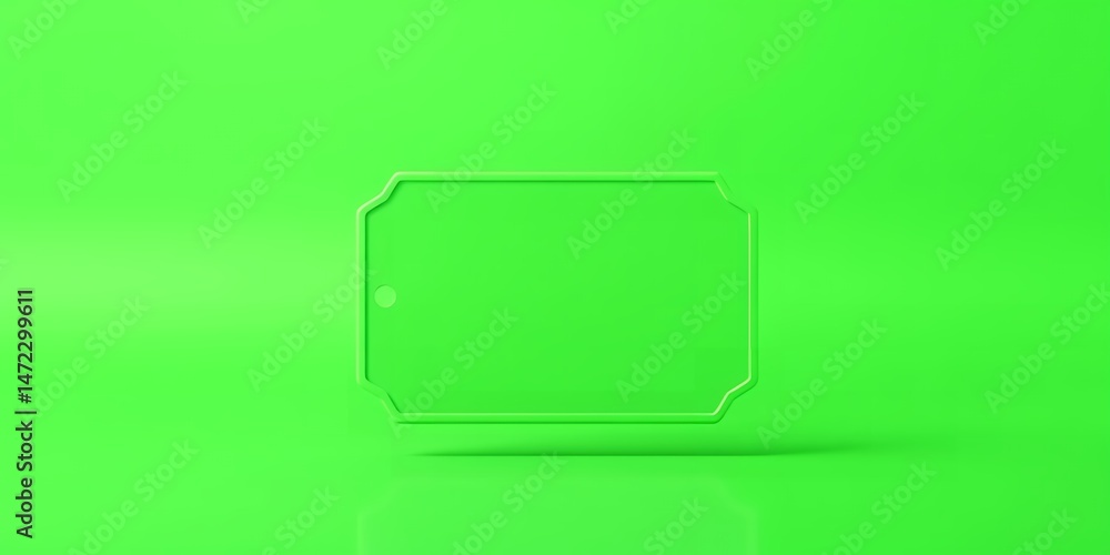 Poster a minimalistic image of a blank green tag on a matching green background casting a shadow