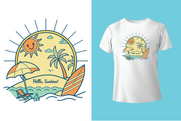 Summer backgrounds, cards, banner templates. Hand drawn modern illustrations, doodles, printable posters