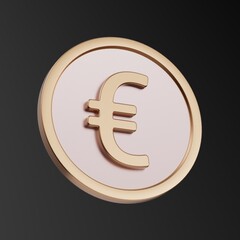 Euro. Euro money sign. 3d illustration. Euro gold coin. Currency. Finance