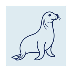 Simple outline illustration of a seal in a sitting position with a smiling expression