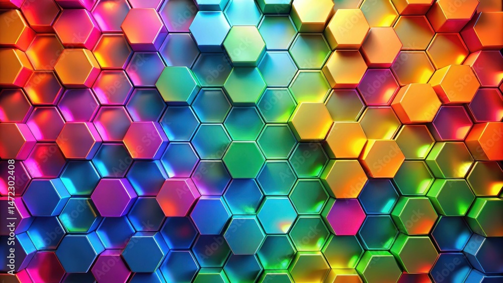 Poster abstract colorful hexagon pattern background vibrant geometric design