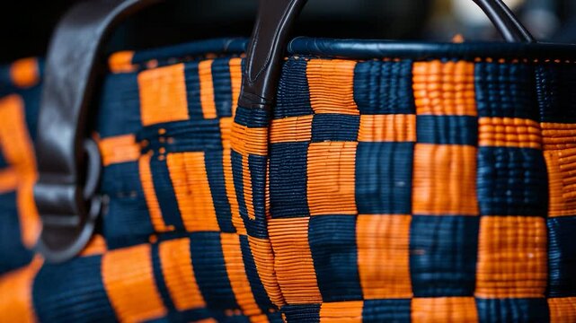 Portrait showcasing a woven bag pattern