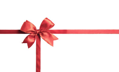 [Transparent Background PNG]Red Gift Bow with Ribbon on White Background