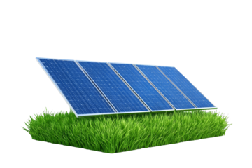 [Transparent Background PNG]Solar Panels on Grass Illustration