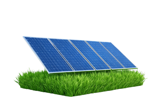 [Transparent Background PNG]Solar Panels on Grass Illustration - Powered by Adobe