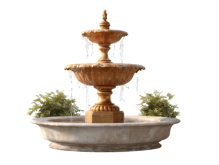 [Transparent Background PNG]Ornate Double Tiered Water Fountain