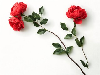 Elegant Botanical Red Rose and Peony Floral Arrangement: Vibrant Oriental Home Decor with Zero Waste Artificial Flowers for Romantic Wedding or Garden Inspiration