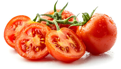 One red ripe tomato isolated on white