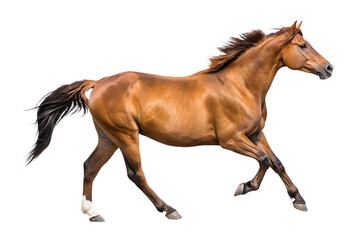 Obraz premium brown running horse isolated on white background PNG