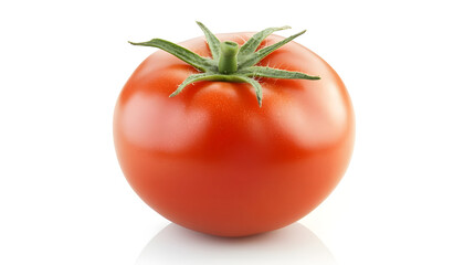 One red ripe tomato isolated on white