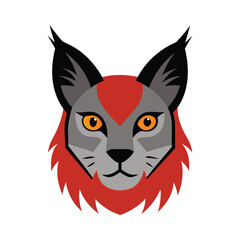 Obraz premium Stylized lynx head illustration featuring bold colors and geometric design on white background