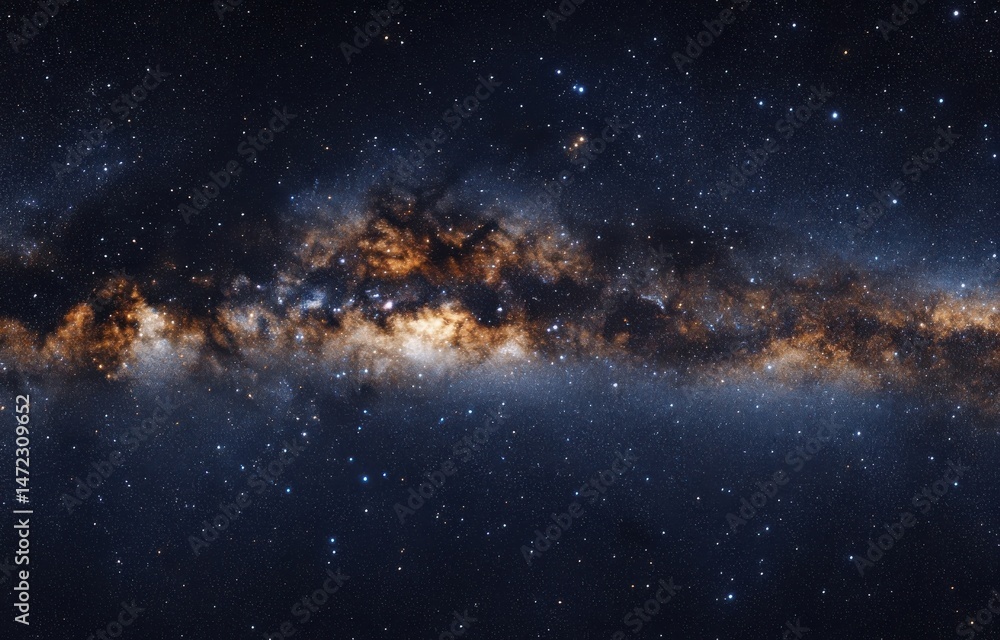 Poster a mesmerizing cosmic landscape showcasing a vibrant band of the milky way galaxy, interspersed with 