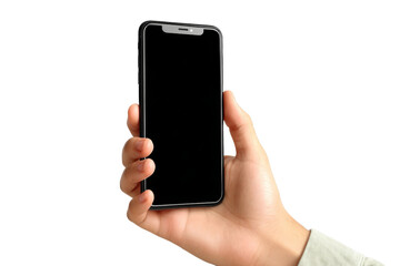 [Transparent Background PNG]Hand Holding a Blank Smartphone Display