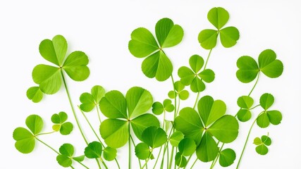 Green Clover Leaves Isolated on White