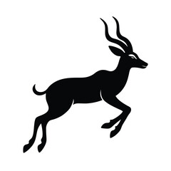 Antelope Leaping Horns Vector Silhouette